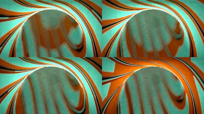 催眠螺旋图案3d渲染具有景深的数字无缝循环动画。光学错觉彩色几何背景。高清分辨率