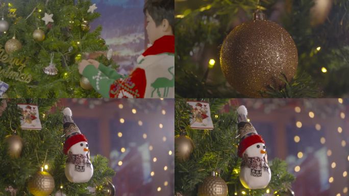唯美欧美圣诞节氛围小孩挂铃铛装扮布置圣诞