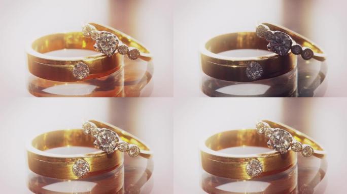 结婚戒指的宏观照片。