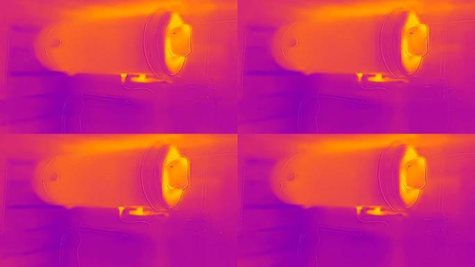电晕病毒上的热水加热器的橙色热图像