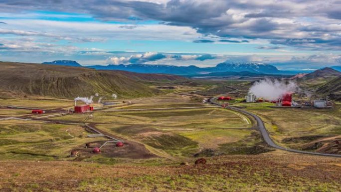 冰岛巨大的地热发电延时视频
