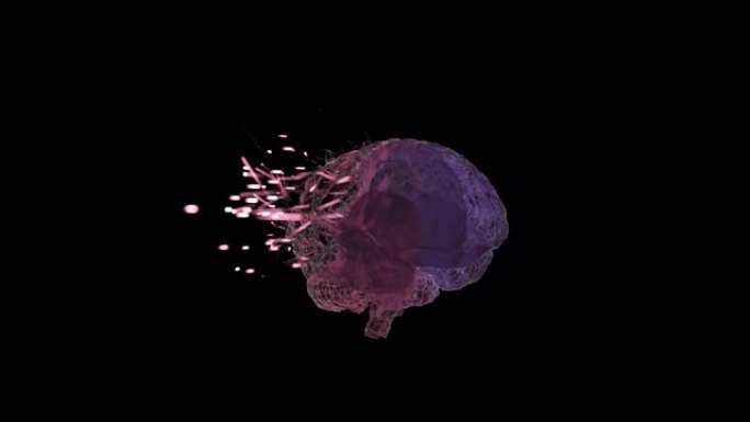 大脑神经元破坏的3D动画，导致精神疾病人格障碍。