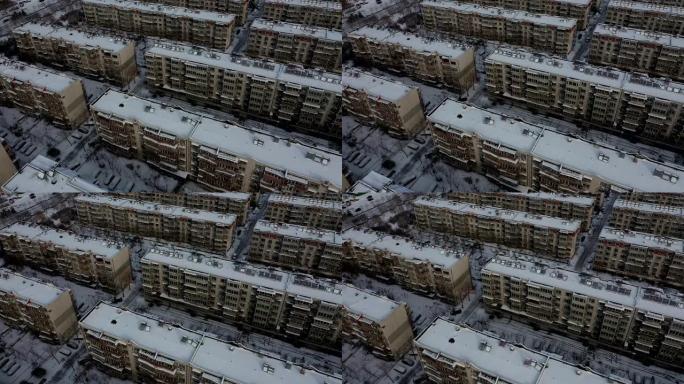 下雪后俯瞰住宅区冬日家园雪花世界雪域家园