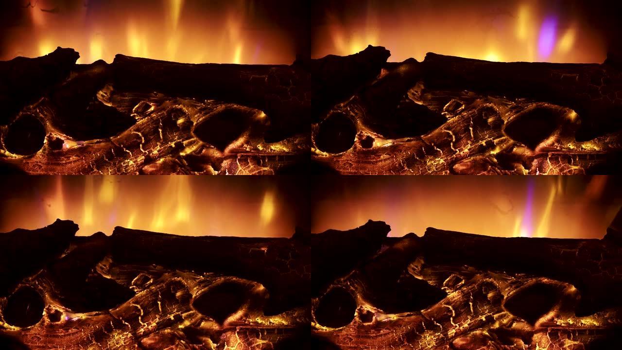 燃烧的火和火焰煤炭炉子炭火取暖