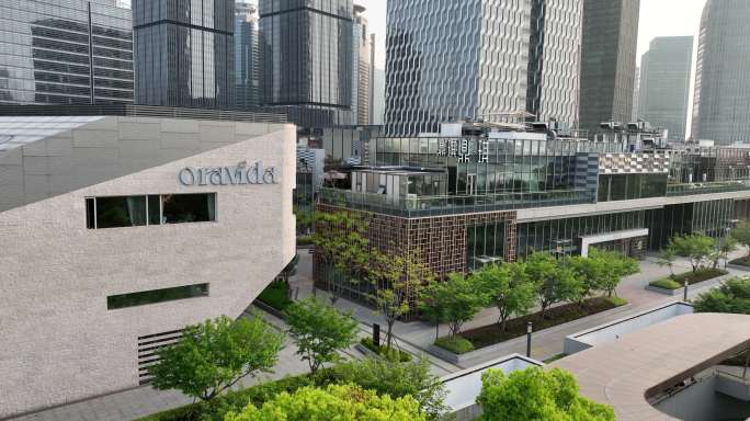 5K原素材-航拍上海陆家嘴尚悦街西街