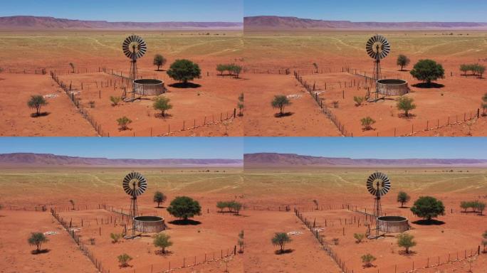 纳米比亚农村农业风力发电机在水坑4k视频
