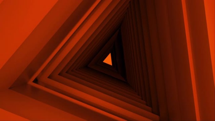 计算机生成的三角隧道。未来的空间。3d渲染抽象背景。在旋转的三角形走廊内