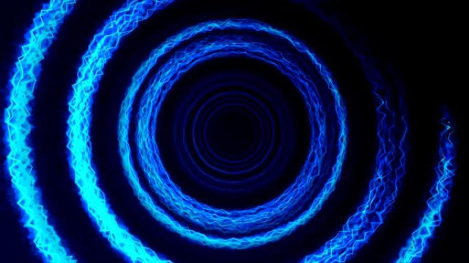 明亮的蓝色电气霓虹灯圈抽象未来运动背景