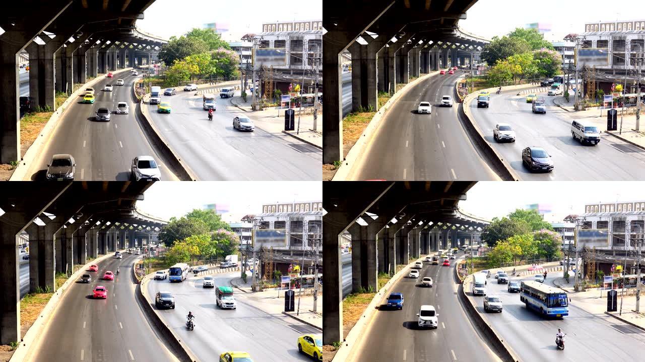 泰国曼谷Vibhavadi Rangsit路的交通。