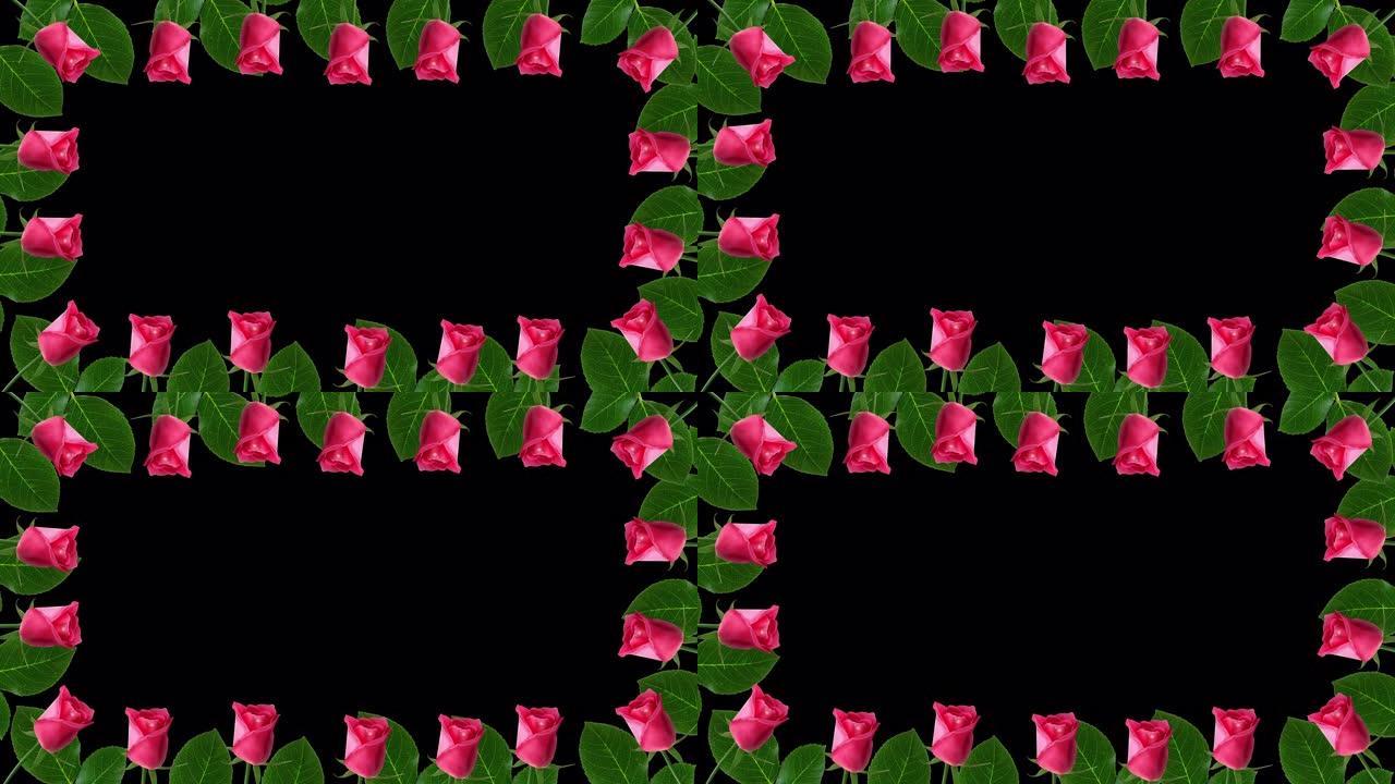 情人节玫瑰框架概念背景，无缝循环