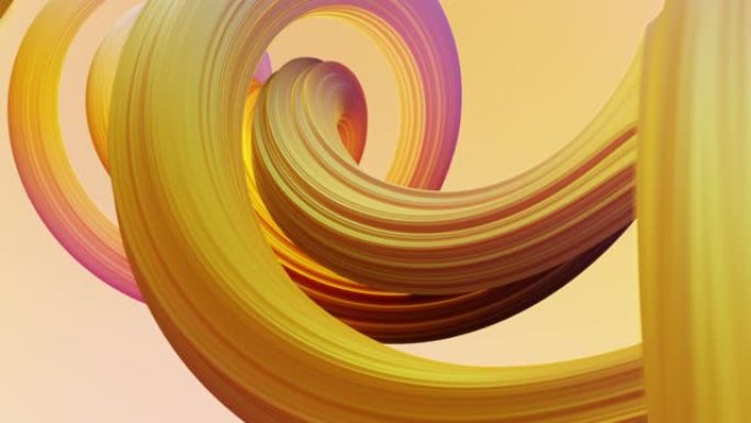 抽象彩色粉彩漩涡，自然曲线艺术背景。带有糖果纹理和地下散射的弯曲和波浪形图案。3D渲染循环