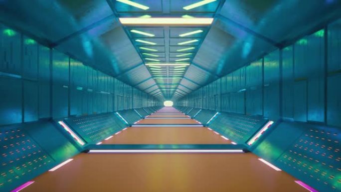 光明背景上的未来隧道。图形抽象背景。空的空间。黑色背景。未来技术设计。蓝色发光。霓虹灯室。展示室。4