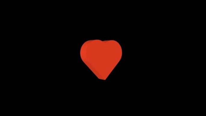 数字动画毛刺噪音心脏3D图标。情人节概念动画。带有颜色伪影的信号