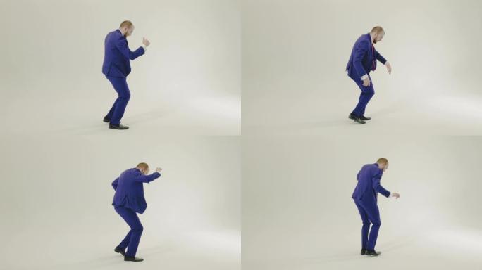 商人在白色背景上跳舞