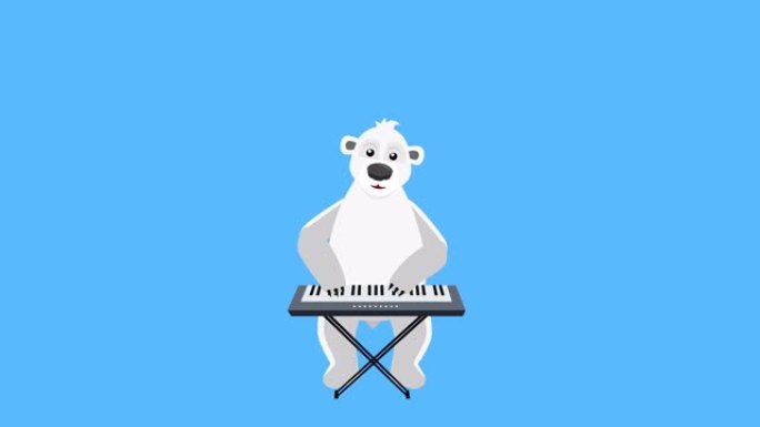 卡通北极熊平角色播放带哑光的合成器动画