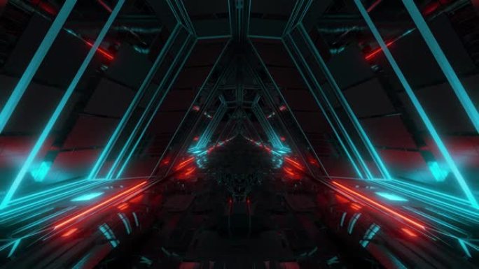 未来科幻太空战舰机库隧道走廊带反射玻璃窗3d插图运动背景动态壁纸俱乐部视觉vj环