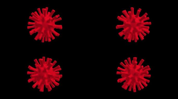 黑色背景上的动画概念红色病毒。