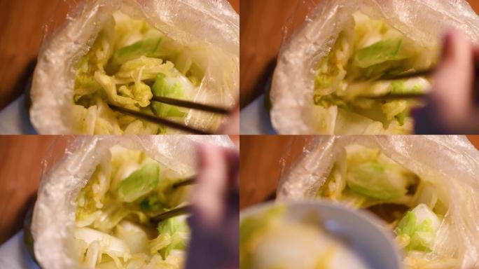 煮白菜泡菜腌制白菜特写视频素材