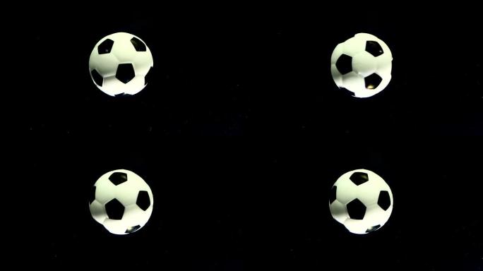 足球在黑色太空星背景上绕其轴旋转。