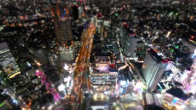 涩谷夜间城市景观 | 倾斜移位