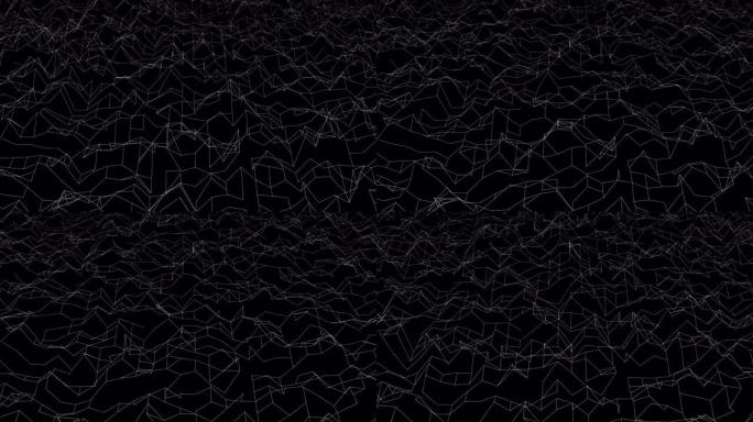 黑色上移动发光几何表面变化形状的背景。