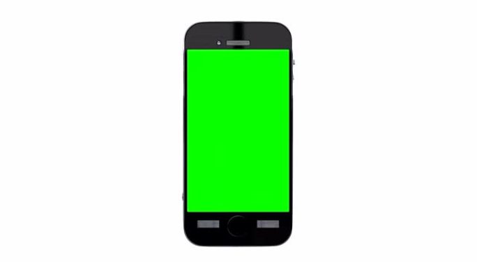 智能手机打开。易于定制的绿色屏幕。触摸屏设备。