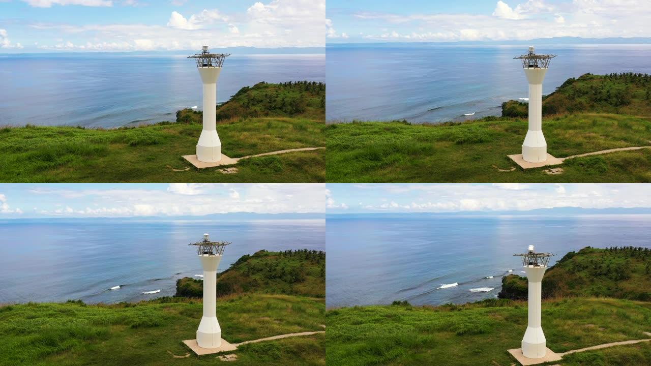 热带岛屿上的灯塔，从上面可以看到。巴索特岛，卡拉莫安，Camarines Sur，菲律宾