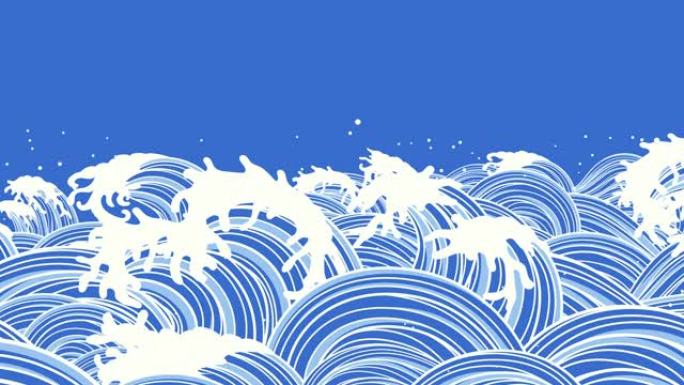 日本风格的波浪插图 [循环]