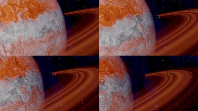 地球土星在太空中的3D模型