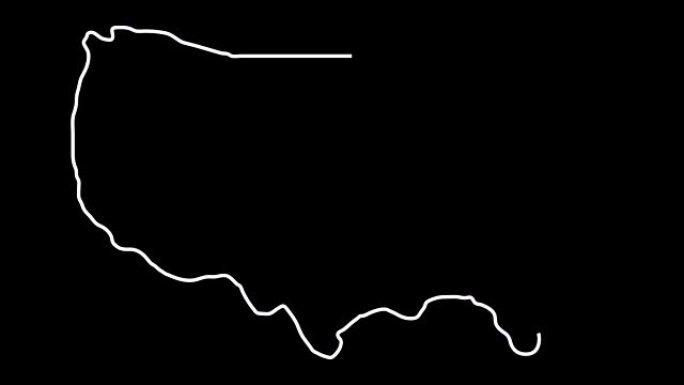 美国领土。北美地区的等高线图。黑色背景。4k视频