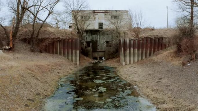 旧废弃污水处理厂实拍视频