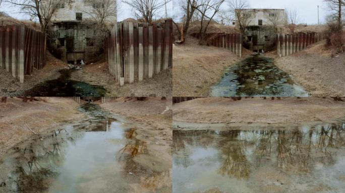旧废弃污水处理厂实拍视频
