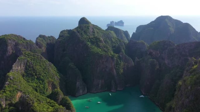 泰国披披岛鸟瞰图。4K