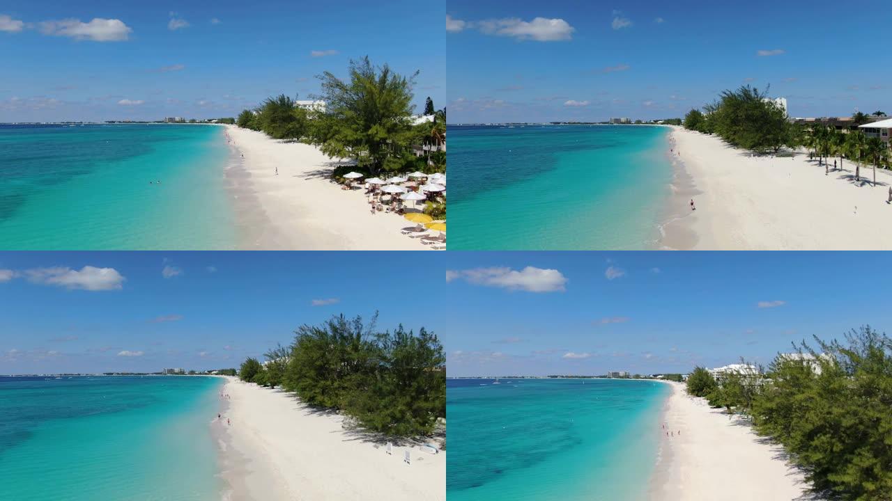 著名的七英里海滩，大开曼岛，开曼群岛的航拍画面