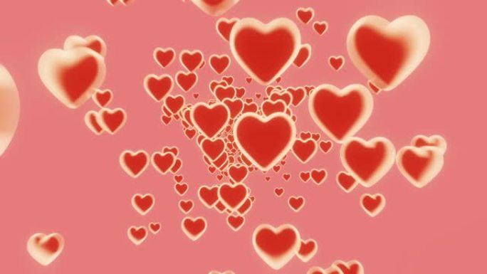 3D无限循环心脏在粉红色背景上飞翔。象征着对快乐女性的爱，母亲的爱，情人节，生日问候设计。