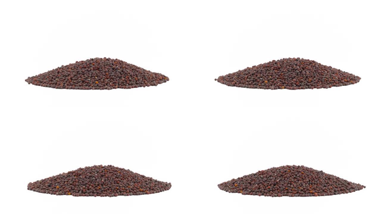 一堆黑芥末籽手冲咖啡豆烘焙慢动作升格
