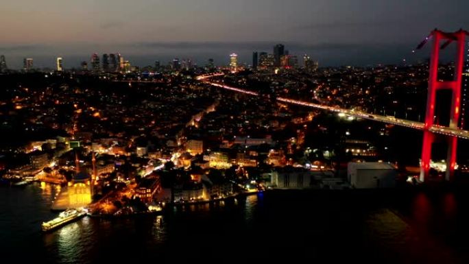 Ortakoy清真寺和伊斯坦布尔股票视频之夜