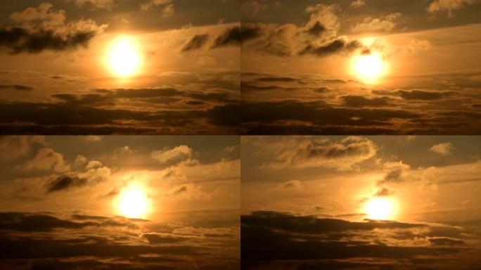 超级变焦计划通过橙色色调的日落云延时日落。低调