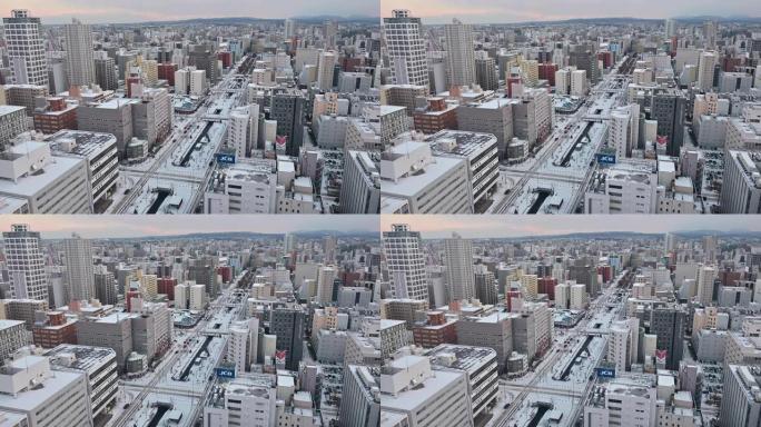 札幌电视塔的4k俯视图