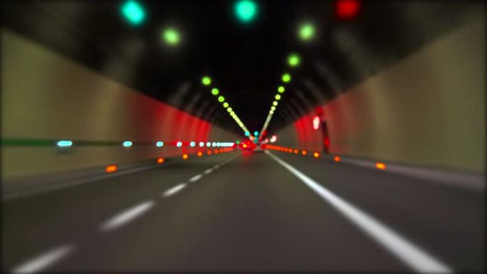 公路隧道中的交通行驶车窗外汽车第一视角