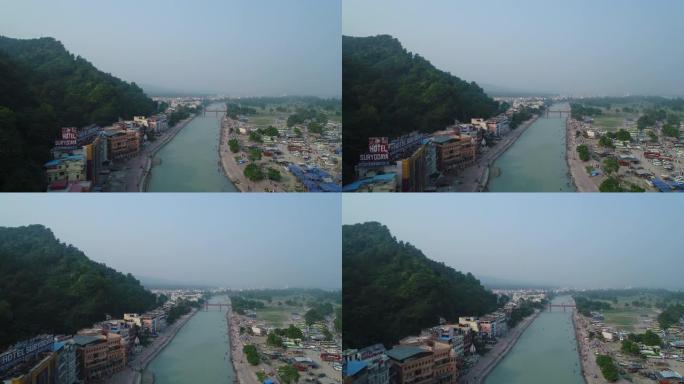 从空中看到的北阿坎德邦和印度的哈里德瓦尔市