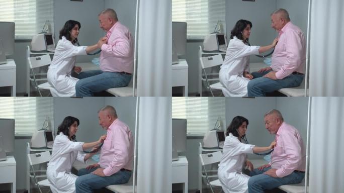 医生在医院的柜子里检查人们的呼吸