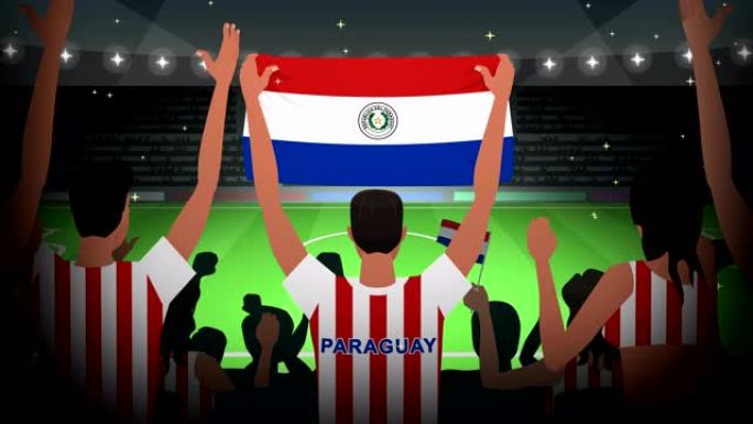 卡通球迷欢呼巴拉圭足球动画