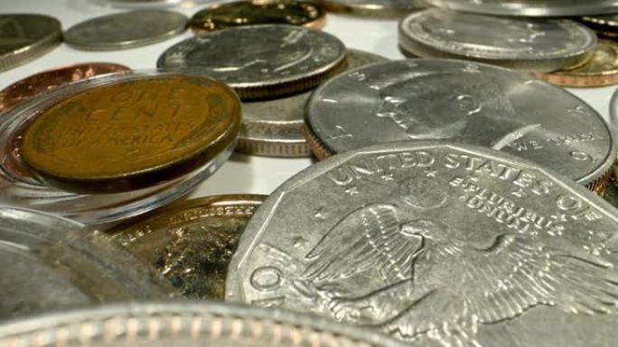 老式美国硬币收藏。
