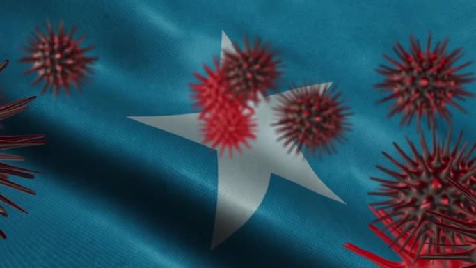 3D在挥舞着的索马里国旗上传播冠状病毒疾病