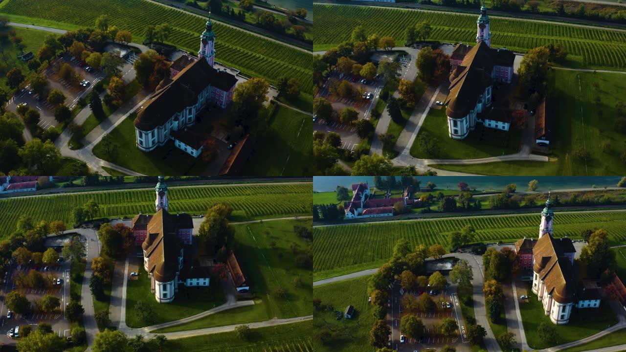 德国比尔瑙修道院的鸟瞰图。