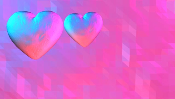 霓虹灯背景与发光的紫外线心脏。对于圣情人节活动，。3D渲染可循环动画4k
