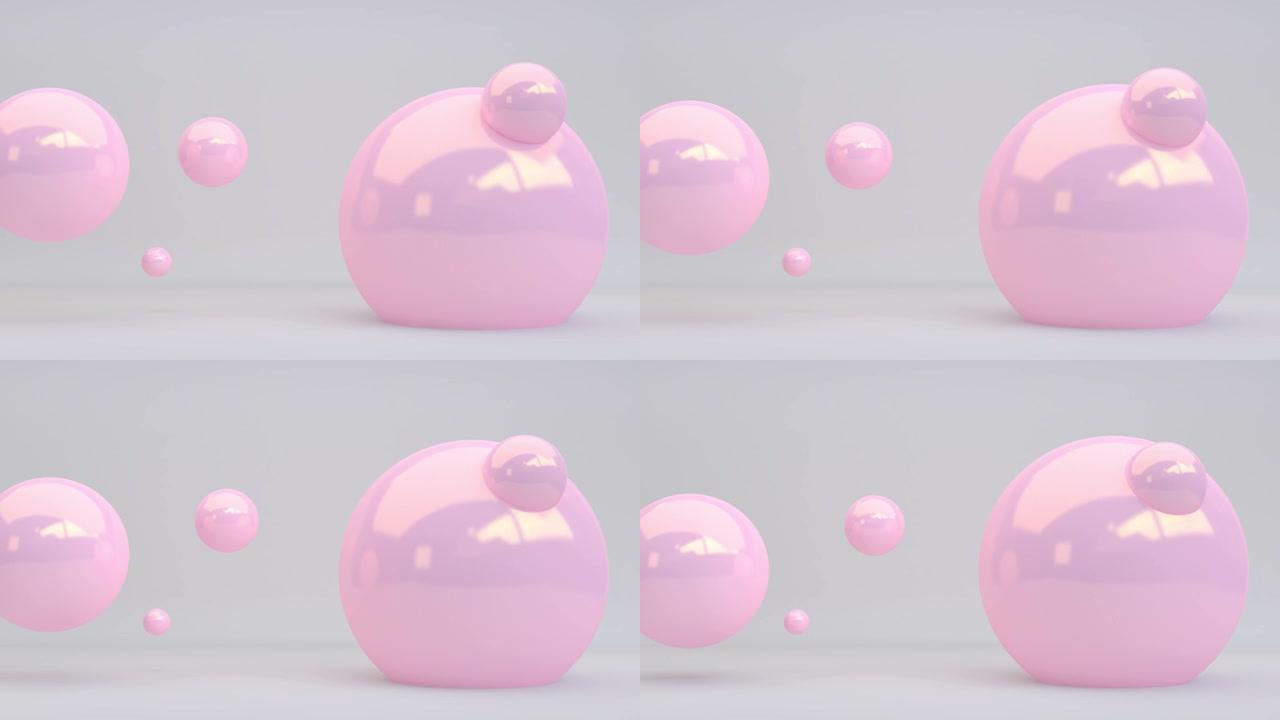 抽象3d粉色几何形状循环动画背景，运动设计，4k UHD。