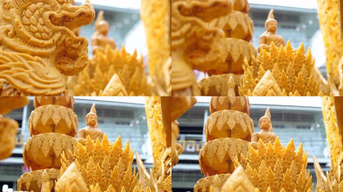 泰国佛陀节的蜡烛游行传统节日