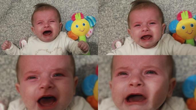 害怕的小婴儿尖叫和哭泣